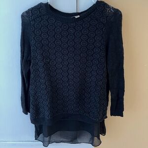 Lucky Brand Mixed Media Sweater Open Back Black Size XS